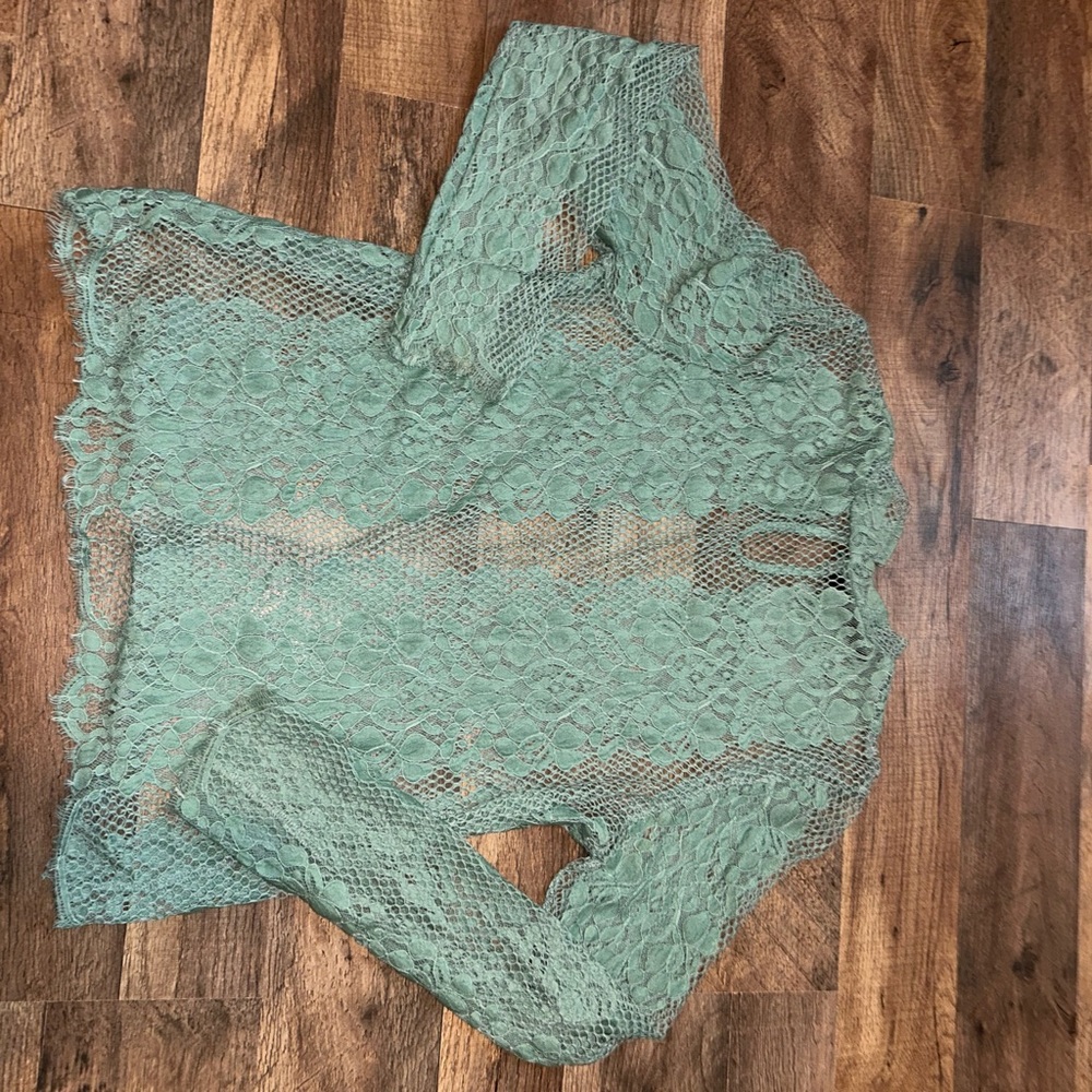 BKE Boutique Blue Lace Blouse